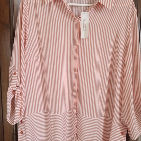 Chico's women Buttom-Down easy strips size 3 - Picture 5 of 9